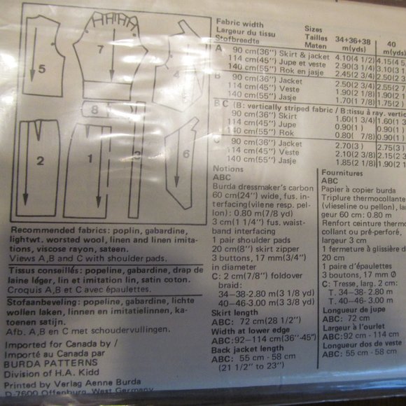 2 Burda VTG 80s Uncut Sewing Patterns Sealed - #5163 Skirt & #6399 Suit Sz 8-20 - Picture 6 of 10